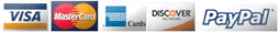 A banner showing multiple credit card logos and PayPal